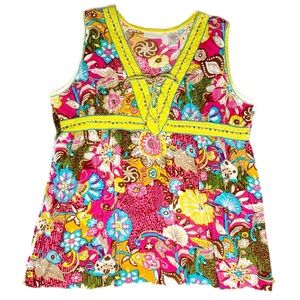 SOFT SURROUNDINGS BOHO BEADED TIE PRINT TOP XL